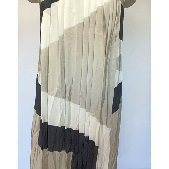 Tibi Revolve Maritime Border Midi Dress Size 0 NWT Ecru Multi Pleated Silk - Picture 6 of 16